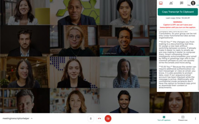 Google Meet Plus Meeting Transcripts from Chrome web store to be run with OffiDocs Chromium online Google Meet Plus Meeting Transcripts from Chrome web store to be run with OffiDocs Chromium online