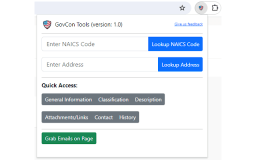 GovCon Tools from Chrome web store to be run with OffiDocs Chromium online GovCon Tools from Chrome web store to be run with OffiDocs Chromium online
