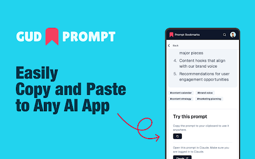 Gud Prompt: AI Prompts Prompt Management System from Chrome web store to be run with OffiDocs Chromium online Gud Prompt: AI Prompts Prompt Management System from Chrome web store to be run with OffiDocs Chromium online