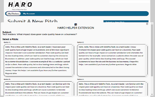 HARO Helper from Chrome web store to be run with OffiDocs Chromium online HARO Helper from Chrome web store to be run with OffiDocs Chromium online