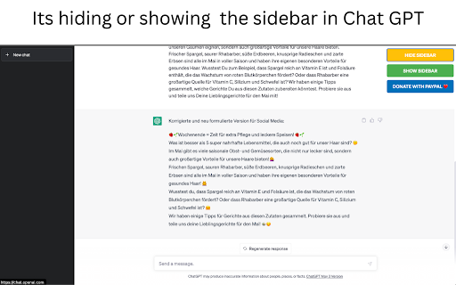 Hide Sidebar Chat GPT from Chrome web store to be run with OffiDocs Chromium online Hide Sidebar Chat GPT from Chrome web store to be run with OffiDocs Chromium online
