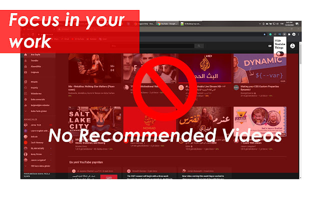 Hide Youtube Reccomendations from Chrome web store to be run with OffiDocs Chromium online Hide Youtube Reccomendations from Chrome web store to be run with OffiDocs Chromium online
