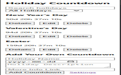 Holiday Countdown from Chrome web store to be run with OffiDocs Chromium online Holiday Countdown from Chrome web store to be run with OffiDocs Chromium online