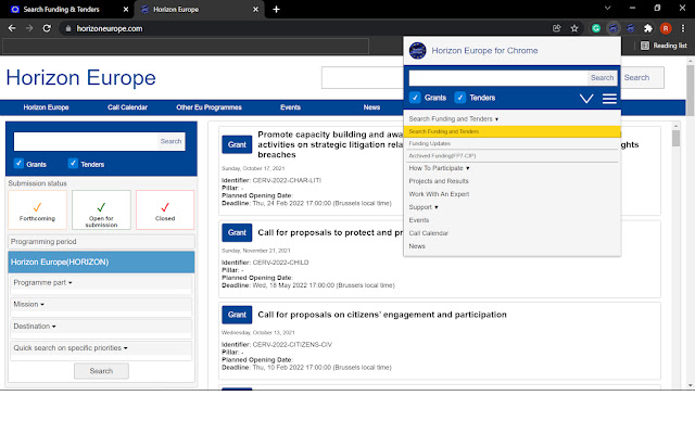 Horizon Europe from Chrome web store to be run with OffiDocs Chromium online Horizon Europe from Chrome web store to be run with OffiDocs Chromium online