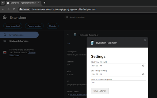 Hydration Reminder from Chrome web store to be run with OffiDocs Chromium online Hydration Reminder from Chrome web store to be run with OffiDocs Chromium online