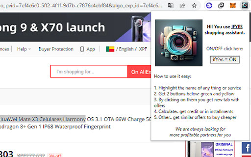 ifYes shopping assistant from Chrome web store to be run with OffiDocs Chromium online ifYes shopping assistant from Chrome web store to be run with OffiDocs Chromium online