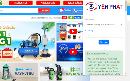 Điện Máy Yên Phát from Chrome web store to be run with OffiDocs Chromium online Điện Máy Yên Phát from Chrome web store to be run with OffiDocs Chromium online