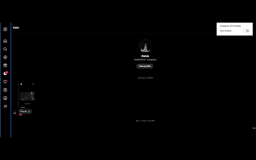 Instagram DM Sidebar Hider from Chrome web store to be run with OffiDocs Chromium online Instagram DM Sidebar Hider from Chrome web store to be run with OffiDocs Chromium online
