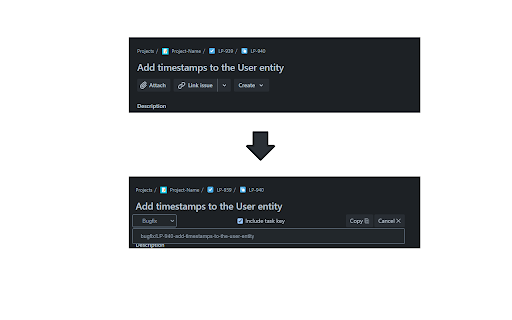 Jira Task Title to Git Branch (Clipboard) from Chrome web store to be run with OffiDocs Chromium online Jira Task Title to Git Branch (Clipboard) from Chrome web store to be run with OffiDocs Chromium online