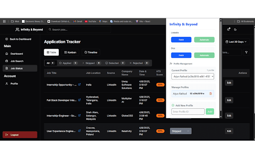 Job Application Automator from Chrome web store to be run with OffiDocs Chromium online Job Application Automator from Chrome web store to be run with OffiDocs Chromium online