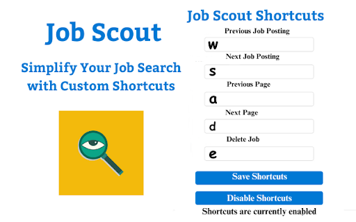 Job Scout from Chrome web store to be run with OffiDocs Chromium online Job Scout from Chrome web store to be run with OffiDocs Chromium online