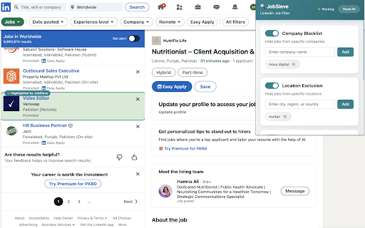 JobSieve LinkedIn Job Filter from Chrome web store to be run with OffiDocs Chromium online JobSieve LinkedIn Job Filter from Chrome web store to be run with OffiDocs Chromium online
