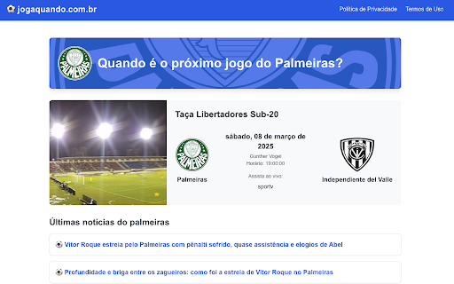 Joga Quando palmeiras from Chrome web store to be run with OffiDocs Chromium online Joga Quando palmeiras from Chrome web store to be run with OffiDocs Chromium online