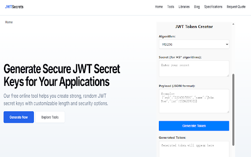JWT Secrets JSON Web Token Generator from Chrome web store to be run with OffiDocs Chromium online JWT Secrets JSON Web Token Generator from Chrome web store to be run with OffiDocs Chromium online