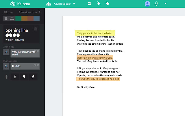Kaizena Web App from Chrome web store to be run with OffiDocs Chromium online Kaizena Web App from Chrome web store to be run with OffiDocs Chromium online