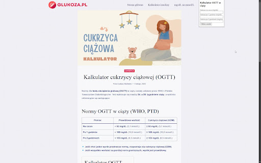 Kalkulator OGTT cukrzycy ciążowej from Chrome web store to be run with OffiDocs Chromium online Kalkulator OGTT cukrzycy ciążowej from Chrome web store to be run with OffiDocs Chromium online