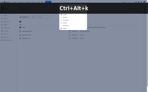 Keyboard Shortcuts for Bitbucket from Chrome web store to be run with OffiDocs Chromium online Keyboard Shortcuts for Bitbucket from Chrome web store to be run with OffiDocs Chromium online