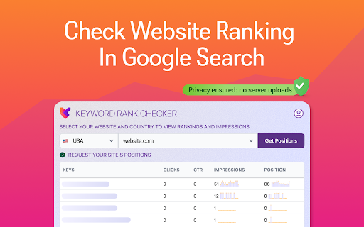 KeywordRankChecker from Chrome web store to be run with OffiDocs Chromium online KeywordRankChecker from Chrome web store to be run with OffiDocs Chromium online