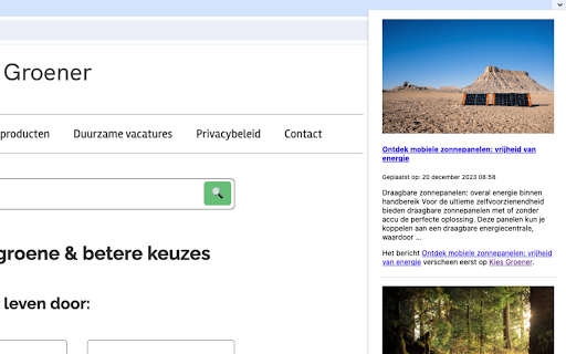 Kies Groener Duurzaam Leven, Blogs, Nieuws, Producten Meer from Chrome web store to be run with OffiDocs Chromium online Kies Groener Duurzaam Leven, Blogs, Nieuws, Producten Meer from Chrome web store to be run with OffiDocs Chromium online