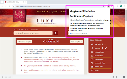KingJamesBibleOnline.org Bible Audio Continuous Playback from Chrome web store to be run with OffiDocs Chromium online KingJamesBibleOnline.org Bible Audio Continuous Playback from Chrome web store to be run with OffiDocs Chromium online