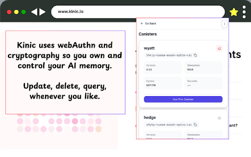 Kinic from Chrome web store to be run with OffiDocs Chromium online Kinic from Chrome web store to be run with OffiDocs Chromium online