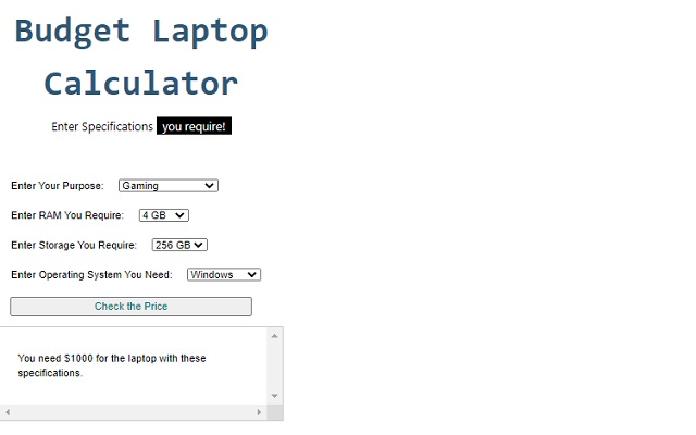 Laptop Budget Calculator from Chrome web store to be run with OffiDocs Chromium online Laptop Budget Calculator from Chrome web store to be run with OffiDocs Chromium online