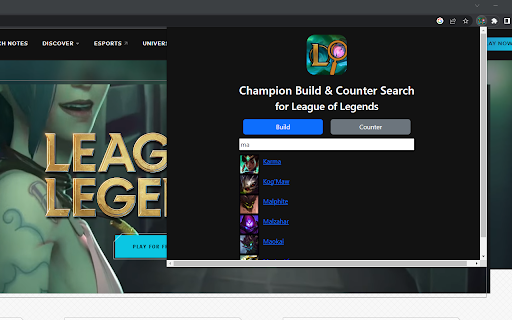 League of Legends: Champion Builds Counters from Chrome web store to be run with OffiDocs Chromium online League of Legends: Champion Builds Counters from Chrome web store to be run with OffiDocs Chromium online