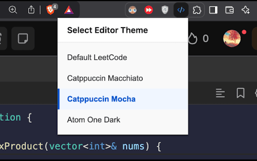 LeetCode Editor Themer from Chrome web store to be run with OffiDocs Chromium online LeetCode Editor Themer from Chrome web store to be run with OffiDocs Chromium online