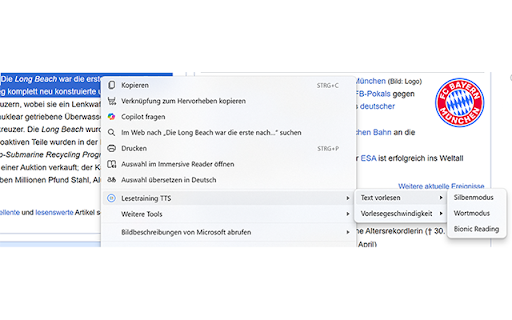 Lesetraining TTS from Chrome web store to be run with OffiDocs Chromium online Lesetraining TTS from Chrome web store to be run with OffiDocs Chromium online