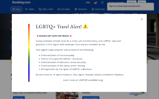 LGBTQ Travel Warning from Chrome web store to be run with OffiDocs Chromium online LGBTQ Travel Warning from Chrome web store to be run with OffiDocs Chromium online