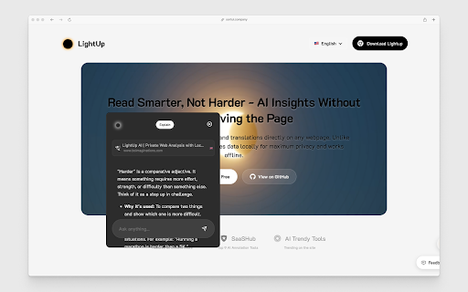 LightUp AI Powered Web Annotations. summary, translate, and more from Chrome web store to be run with OffiDocs Chromium online LightUp AI Powered Web Annotations. summary, translate, and more from Chrome web store to be run with OffiDocs Chromium online