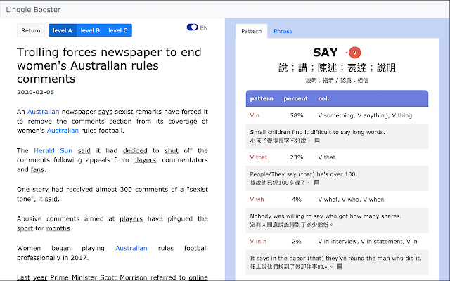 Linggle Booster from Chrome web store to be run with OffiDocs Chromium online Linggle Booster from Chrome web store to be run with OffiDocs Chromium online