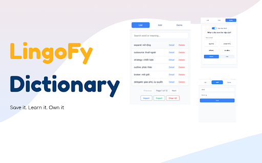 Lingofy Dictionary from Chrome web store to be run with OffiDocs Chromium online Lingofy Dictionary from Chrome web store to be run with OffiDocs Chromium online