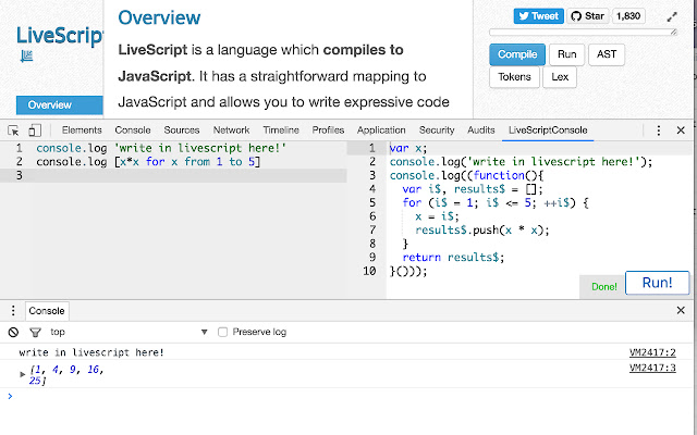 LiveScriptConsole from Chrome web store to be run with OffiDocs Chromium online LiveScriptConsole from Chrome web store to be run with OffiDocs Chromium online