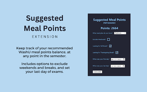 Meal Points Suggester from Chrome web store to be run with OffiDocs Chromium online Meal Points Suggester from Chrome web store to be run with OffiDocs Chromium online