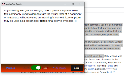 MECIUS TextReader from Chrome web store to be run with OffiDocs Chromium online MECIUS TextReader from Chrome web store to be run with OffiDocs Chromium online