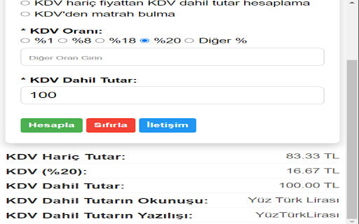 Modern KDV Hesaplayıcı from Chrome web store to be run with OffiDocs Chromium online Modern KDV Hesaplayıcı from Chrome web store to be run with OffiDocs Chromium online