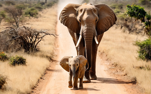 Mother and baby elephant on the trail from Chrome web store to be run with OffiDocs Chromium online Mother and baby elephant on the trail from Chrome web store to be run with OffiDocs Chromium online