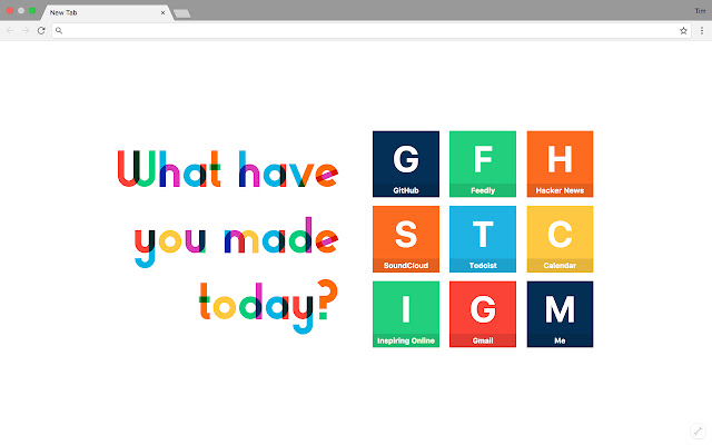 New Tab What have you made today? from Chrome web store to be run with OffiDocs Chromium online New Tab What have you made today? from Chrome web store to be run with OffiDocs Chromium online