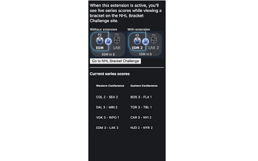 NHL Playoffs Bracket Series Scores from Chrome web store to be run with OffiDocs Chromium online NHL Playoffs Bracket Series Scores from Chrome web store to be run with OffiDocs Chromium online