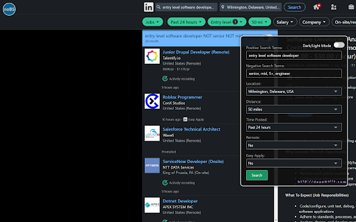 noBS LinkedIn Job Filter from Chrome web store to be run with OffiDocs Chromium online noBS LinkedIn Job Filter from Chrome web store to be run with OffiDocs Chromium online