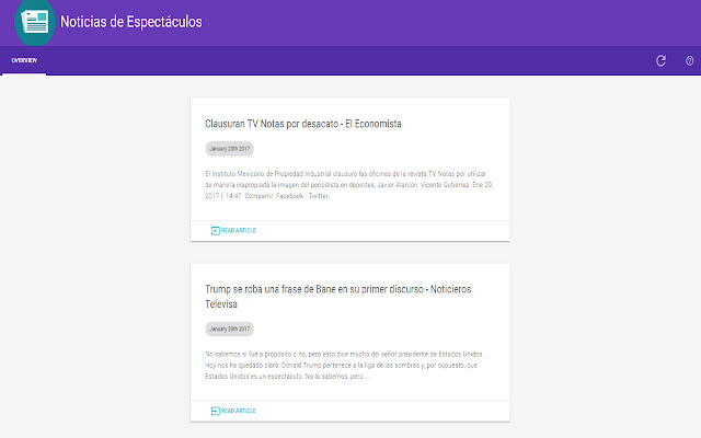 Noticias de Espectáculos from Chrome web store to be run with OffiDocs Chromium online Noticias de Espectáculos from Chrome web store to be run with OffiDocs Chromium online