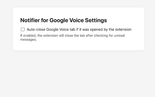 Notifier for Google Voice from Chrome web store to be run with OffiDocs Chromium online Notifier for Google Voice from Chrome web store to be run with OffiDocs Chromium online