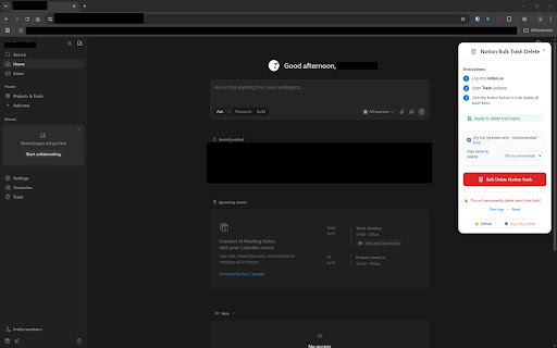 Notion Bulk Trash Delete from Chrome web store to be run with OffiDocs Chromium online Notion Bulk Trash Delete from Chrome web store to be run with OffiDocs Chromium online