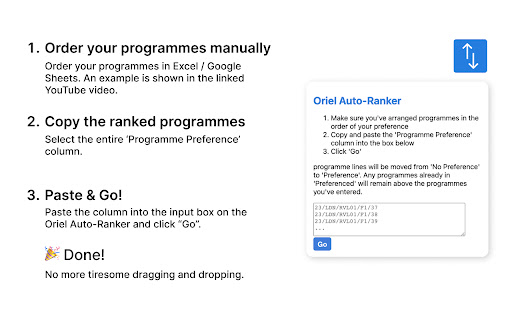 Oriel Auto Ranker from Chrome web store to be run with OffiDocs Chromium online Oriel Auto Ranker from Chrome web store to be run with OffiDocs Chromium online