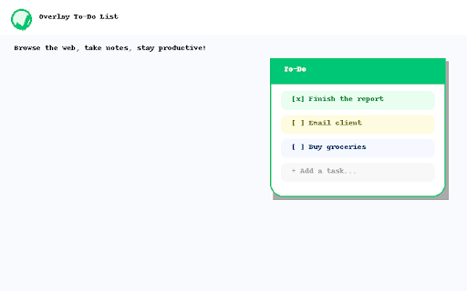 Overlay To Do List from Chrome web store to be run with OffiDocs Chromium online Overlay To Do List from Chrome web store to be run with OffiDocs Chromium online