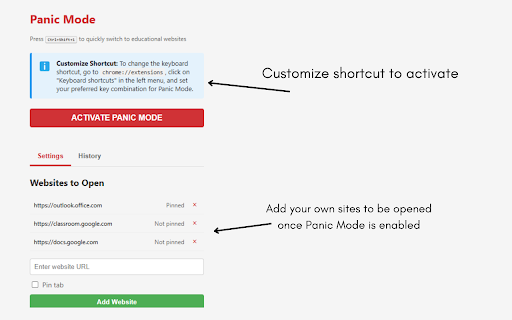 Panic Mode from Chrome web store to be run with OffiDocs Chromium online Panic Mode from Chrome web store to be run with OffiDocs Chromium online