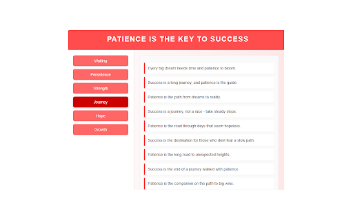 Patience is the Key to Success from Chrome web store to be run with OffiDocs Chromium online Patience is the Key to Success from Chrome web store to be run with OffiDocs Chromium online