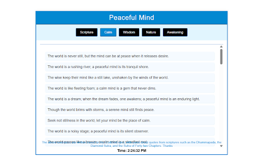Peaceful Mind from Chrome web store to be run with OffiDocs Chromium online Peaceful Mind from Chrome web store to be run with OffiDocs Chromium online