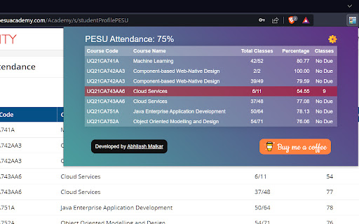PESU Attendance from Chrome web store to be run with OffiDocs Chromium online PESU Attendance from Chrome web store to be run with OffiDocs Chromium online